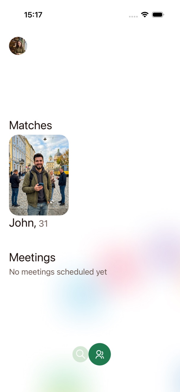 Matches and meetings — all the app keeps about you